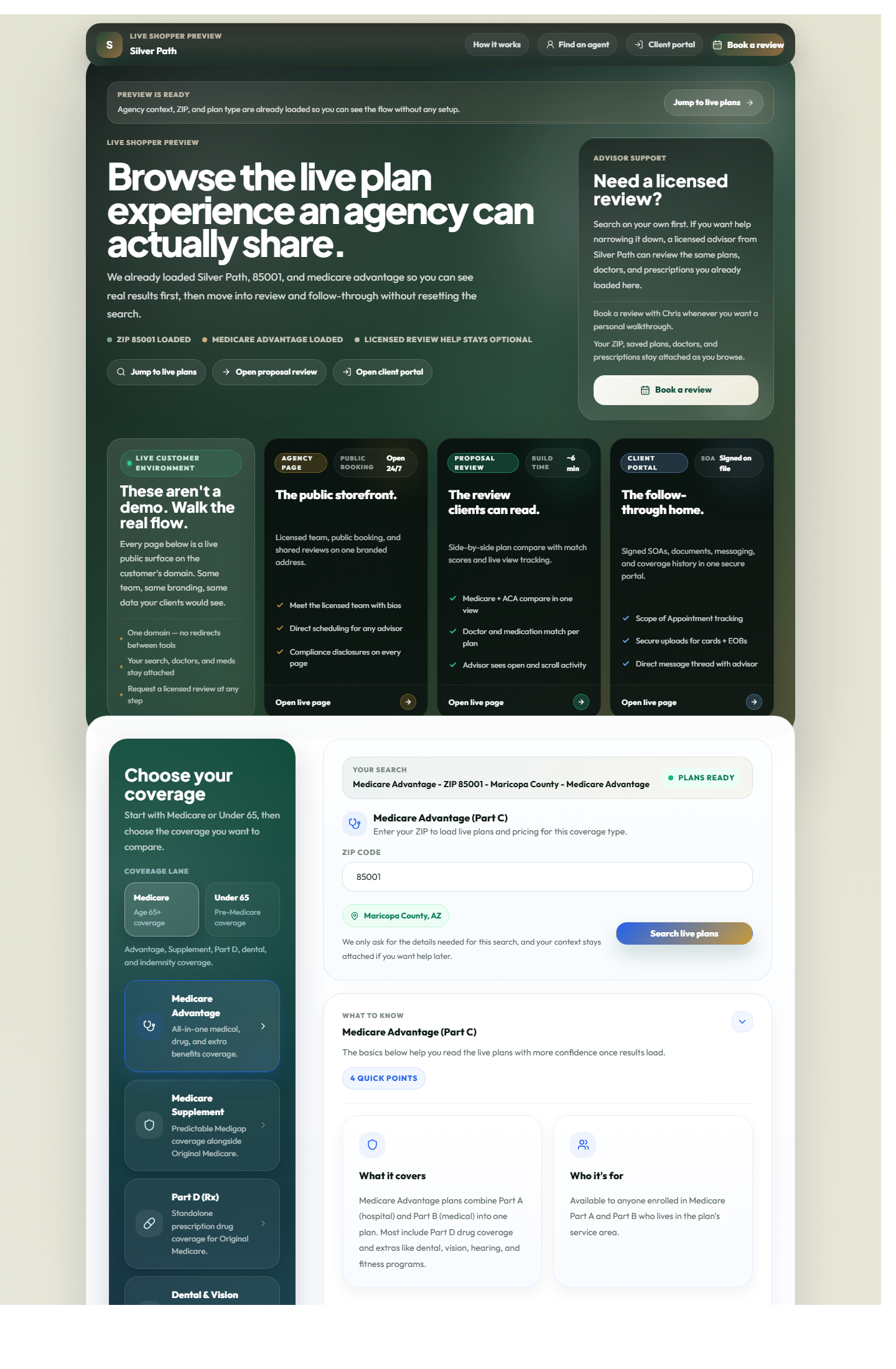 Live plan browser sample